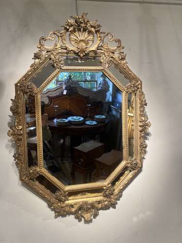 Gilt cushion or margin mirror