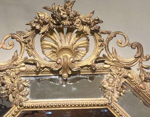 Gilt cushion or margin mirror
