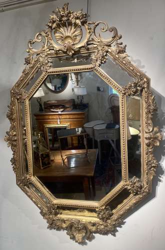 Gilt cushion or margin mirror