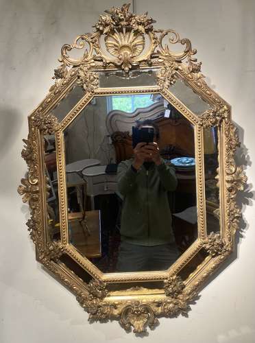 Gilt cushion or margin mirror