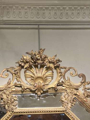 Gilt cushion or margin mirror