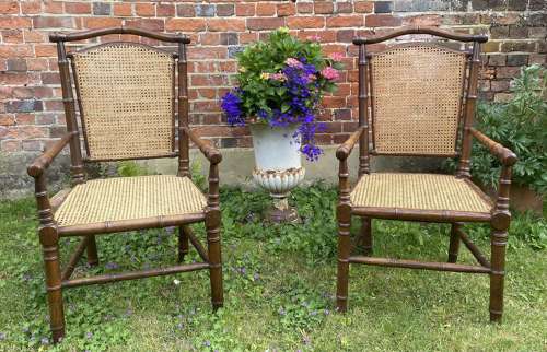 Pair of faux bamboo caned Armchairs