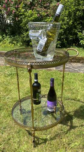 Round mid century drinks trolley