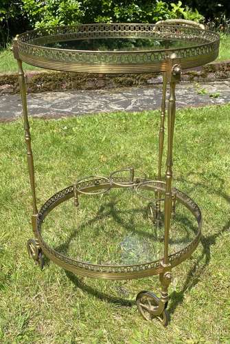 Round mid century drinks trolley