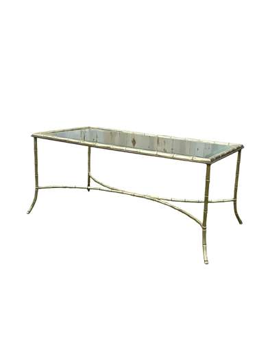 French Brass Faux Bamboo Coffee Table