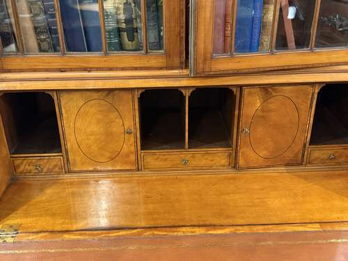 Satinwood bureau bookcase