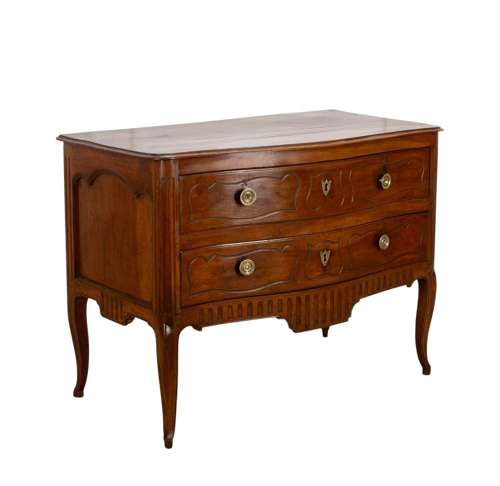 French Louis XV Serpentine Front Walnut Commode