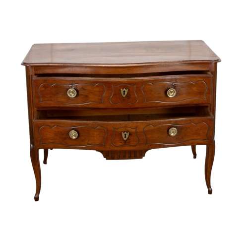French Louis XV Serpentine Front Walnut Commode