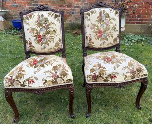 Pair of carved side chairs