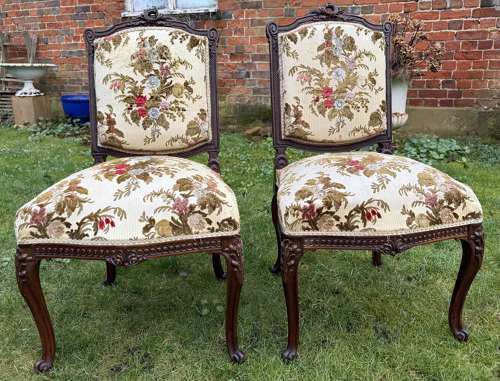 Pair of carved side chairs
