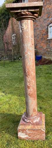 19th Century Rouge Royale marble column