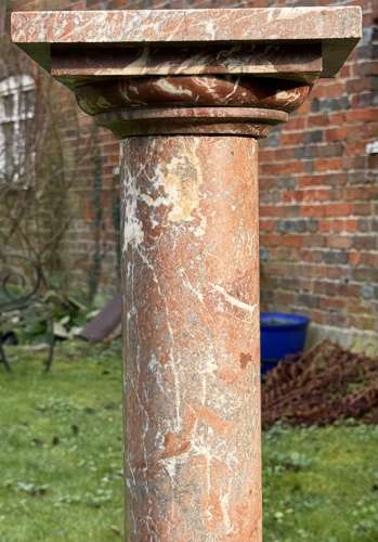 19th Century Rouge Royale marble column