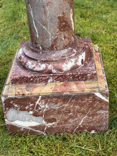 19th Century Rouge Royale marble column
