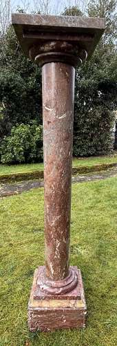 19th Century Rouge Royale marble column