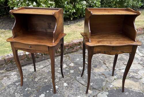Pair of walnut bedside tables
