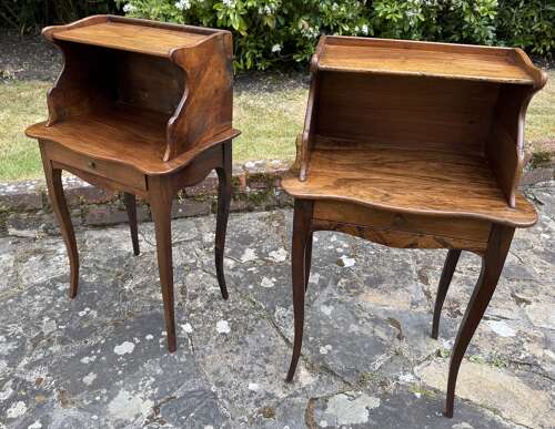Pair of walnut bedside tables