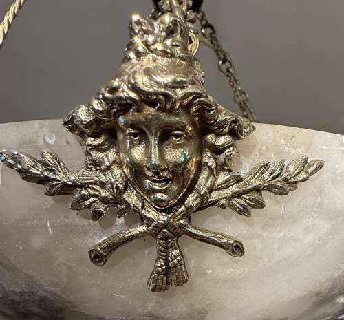 Alabaster and ormolu plafonnier
