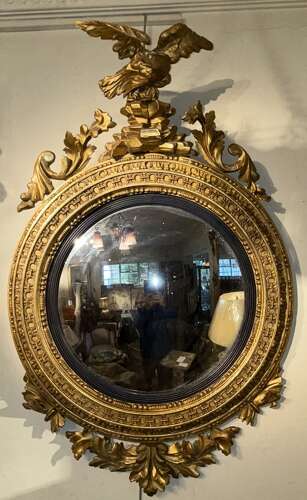 Regency convex mirror with eagle cresting
