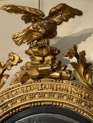 Regency convex mirror with eagle cresting
