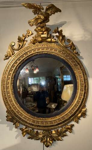 Regency convex mirror with eagle cresting