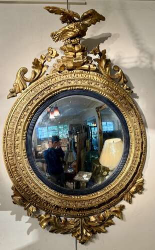Regency convex mirror with eagle cresting