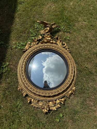 Regency convex mirror with eagle cresting