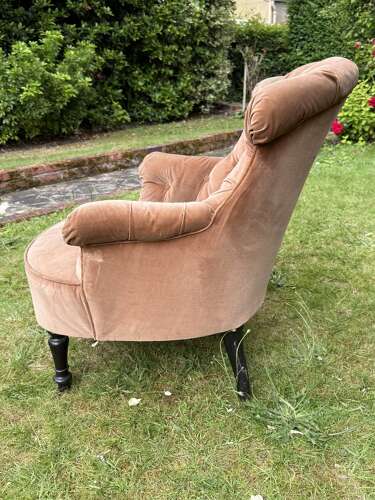 Pair of 19th Century button back armchairs