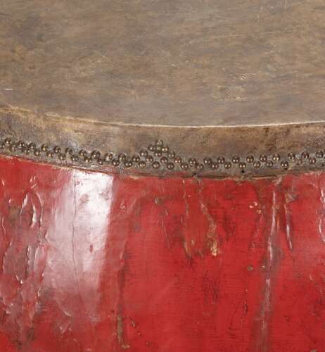 19th Century Red Laquered Temple Drum Centre Table