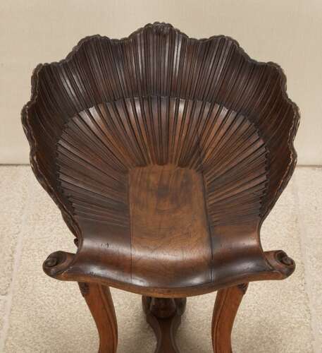 19th Century Venetian Carved Walnut Grotto Piano Stool