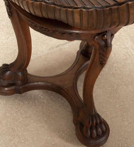 19th Century Venetian Carved Walnut Grotto Piano Stool