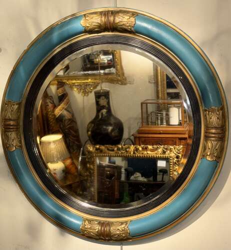 Round Regency mirror in blue