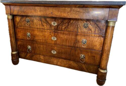 French Empire Commode in figured Walnut