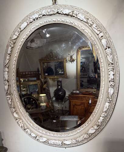 Carved oak painted mirror