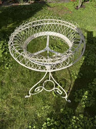 Wire work and wrought iron garden jardiniere