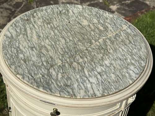 Pair of painted round bedside tables