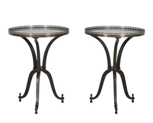 Pair Of 20th Century Regency Style Ebonised Round Side Tables