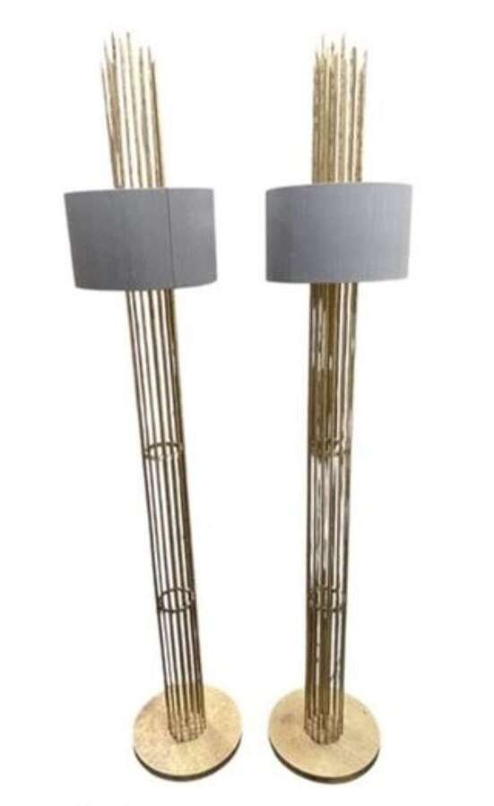 Pair Of 20th Century Italian Porto Romano &ldquo;Flyn&rdquo; Caged Floor Lamp