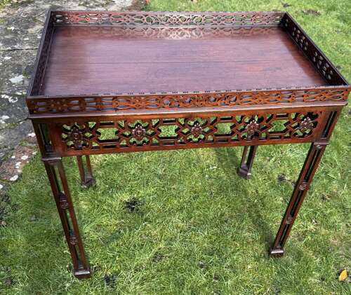 Antique fretwork silver table
