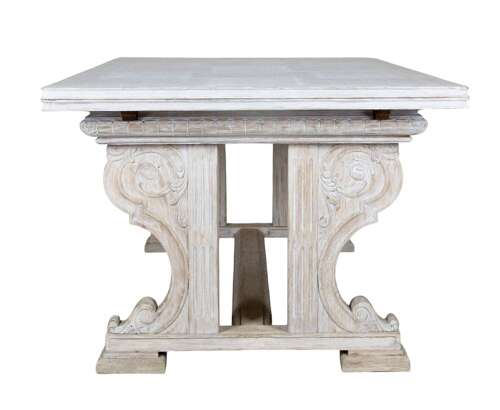 Early 20th Century French Limed Oak Extending Dining Table