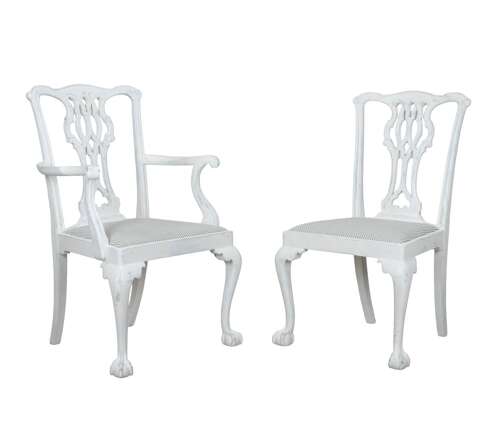 Set Of 8 Late 19th Century Painted Dining Chairs