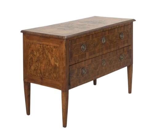 18th C Italian Parquetry Walnut Commode