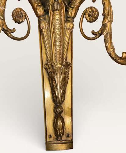 Pair of French Empire bronze wall lights