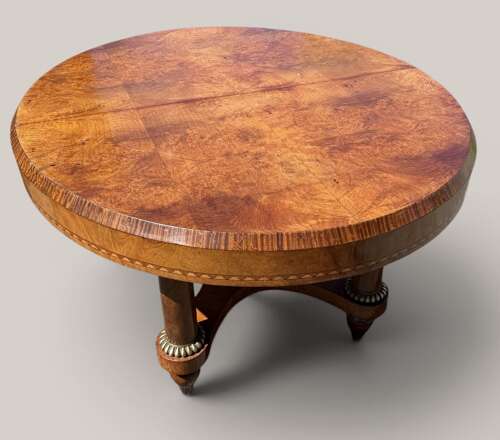 Large extending burr wood table