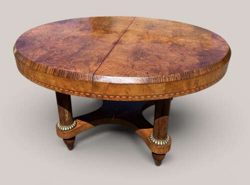 Large extending burr wood table