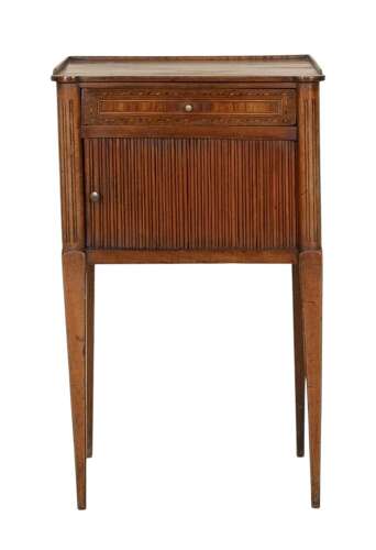 18th C French Tambour Fronted Walnut Bedside