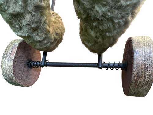 Early 20th C German Steiff Mohair Polar Bear On Wheels
