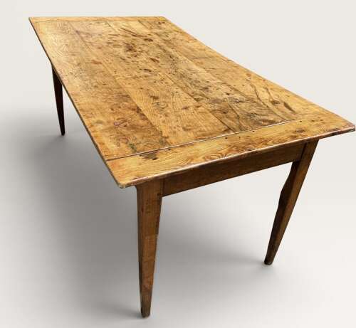 French Farmhouse table in figured elm