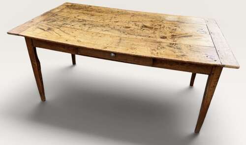 French Farmhouse table in figured elm