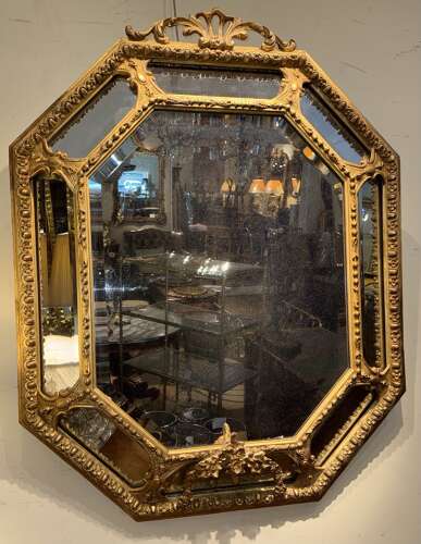 19th Century gilt cushion mirror
