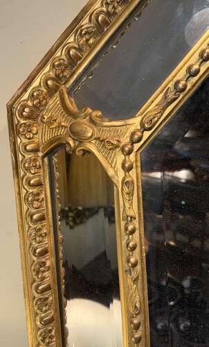 19th Century gilt cushion mirror